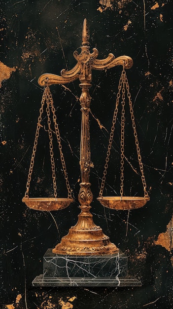 Échelles symboliques de la justice Thémis équilibre juridique équité et moralité dans la salle d'audience une représentation de l'éthique de la vertu et de l'impartialité dans le système juridique