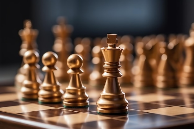 Échiquier avec tactique de stratégie commerciale et compétition d'un jeu d'échecs Affaires et leadership