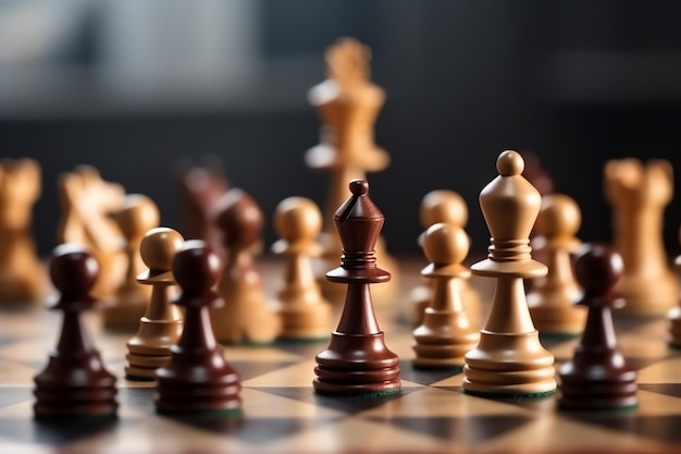 Échiquier avec tactique de stratégie commerciale et compétition d'un jeu d'échecs Affaires et leadership