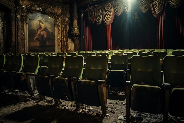 Photo des échos de films muets un théâtre abandonné voilé dans un charme vintage