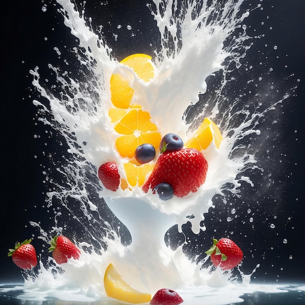 Photo Éclabousser les fruits avec du lait