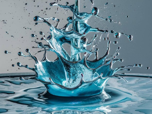 une éclaboussure bleue d'eau qui dit éclabousse dans l'eau