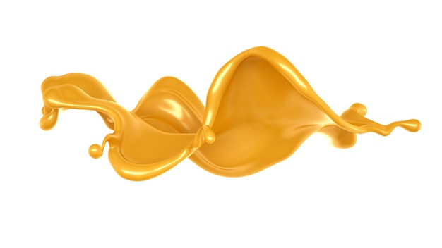 Éclaboussure de caramel. Illustration 3D, rendu 3D.