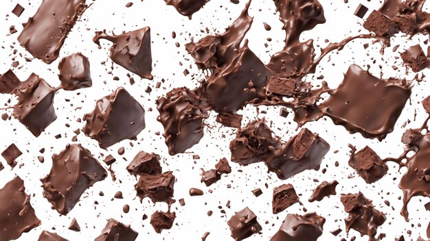 Photo Éclaboussure de chocolat sur fond blanc générée avec l'ia
