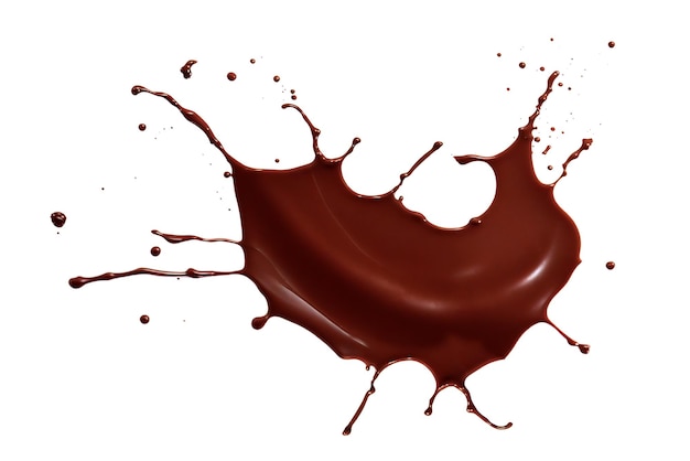 Éclaboussure de chocolat sur fond blanc rendu 3D