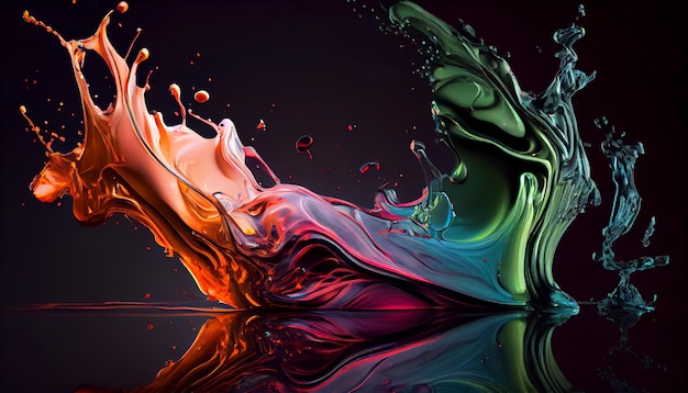 Une éclaboussure colorée d'eau est montrée dans cette image.
