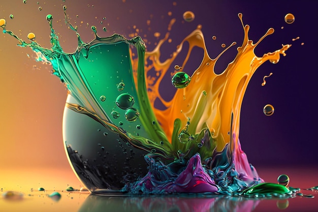 Une éclaboussure colorée de liquide est montrée dans cette photo artistique.