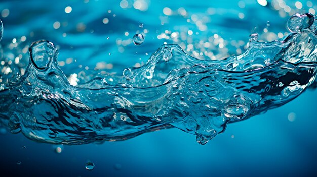 Photo Éclaboussure d'eau abstraite sur fond bleu