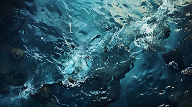 éclaboussure d'eau de mer bleue