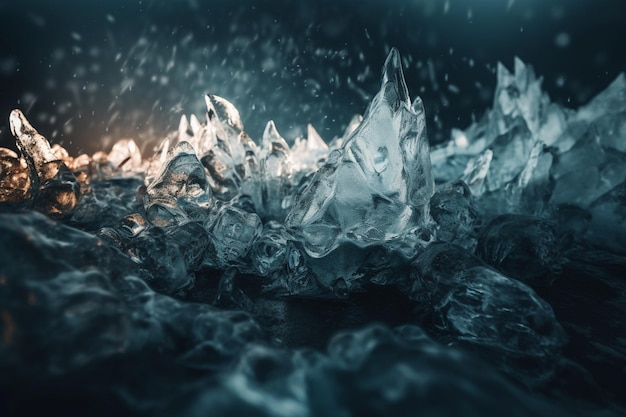 Une éclaboussure d'eau avec le mot glace dessus