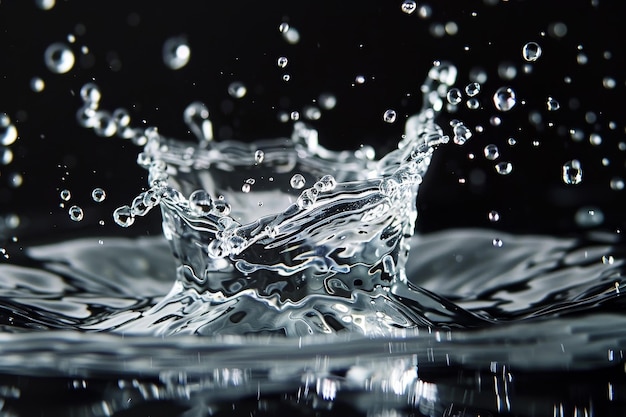 Une éclaboussure d'eau sur une surface sombre