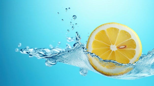 éclaboussure d'eau de tranche de citron isolée