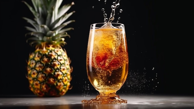 Un éclaboussure de jus de fruit frais sur le verre