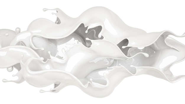 Éclaboussure De Liquide Blanc épais. Illustration 3d, Rendu 3d.