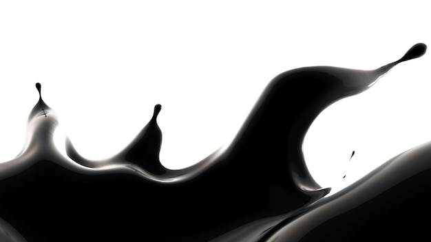 Photo Éclaboussure de liquide noir. illustration 3d, rendu 3d.