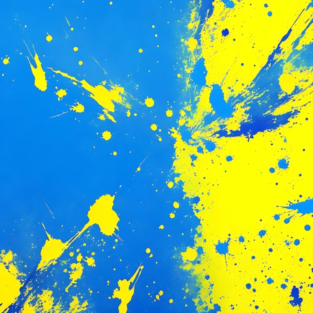 Une éclaboussure de peinture bleue et jaune