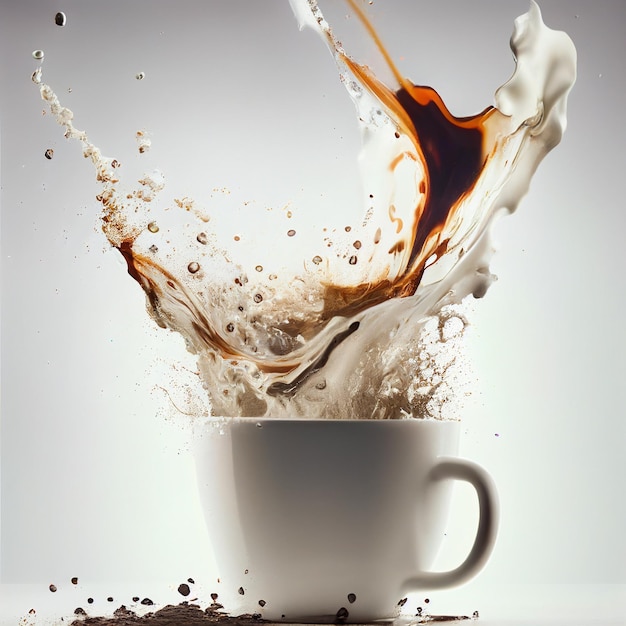Photo une éclaboussure de tasse de café