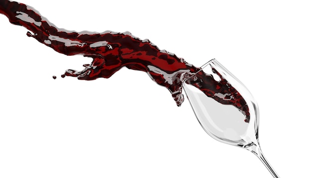 Éclaboussure de vin rouge entrant dans le verre