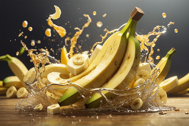 Des éclaboussures de bananes dans un style réaliste.
