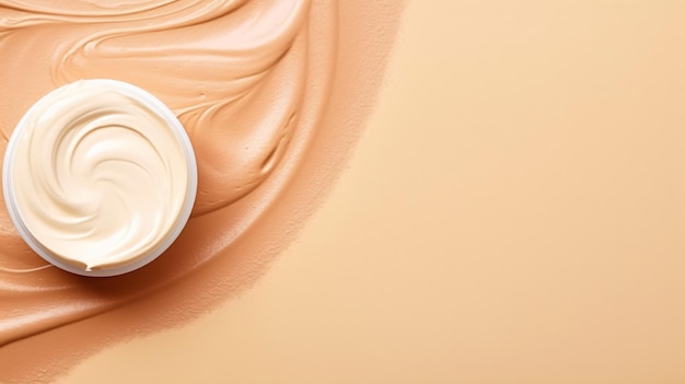 Des éclaboussures cosmétiques crémeuses sur un fond beige