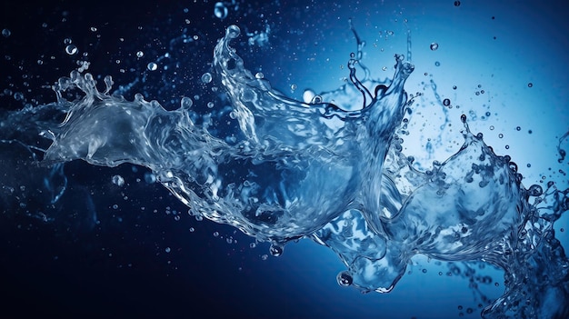 Photo des éclaboussures d'eau bleue abstraite sur un fond blanc créant un spectacle hypnotisant de mouvement fluide et de motifs dynamiques