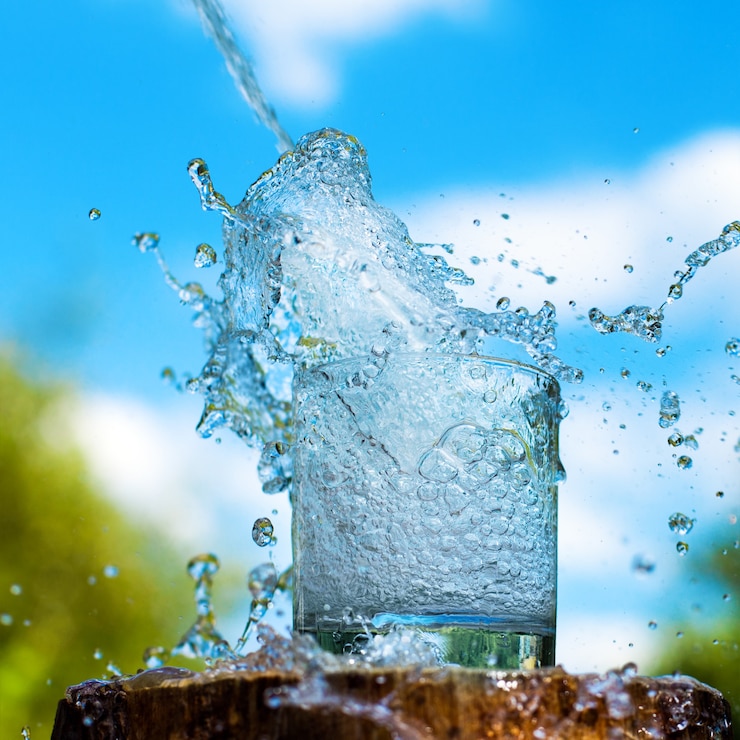 Photo éclaboussures d'eau du verre