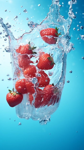 Des éclaboussures d'eau de fraise