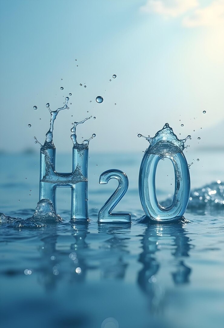Photo des éclaboussures d'eau avec les lettres h et h dessus