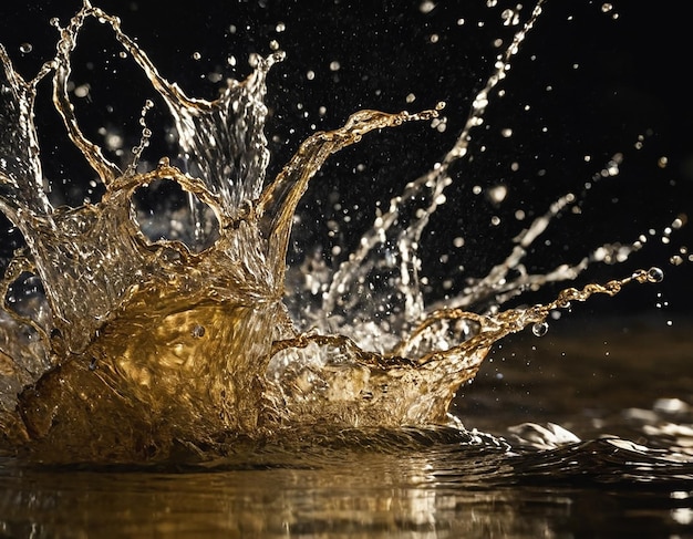 Des éclaboussures d'eau en plein air sur un fond naturel.