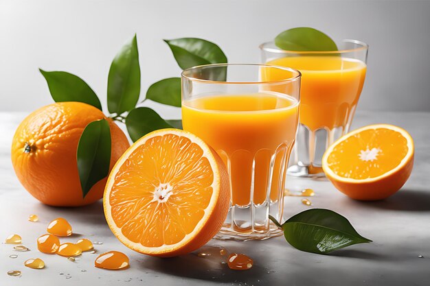 Photo des éclaboussures de jus d'orange dans un verre.