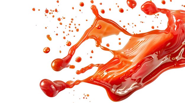 Photo des éclaboussures de ketchup isolées sur le blanc