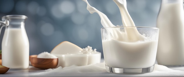 Des éclaboussures de lait dans le verre