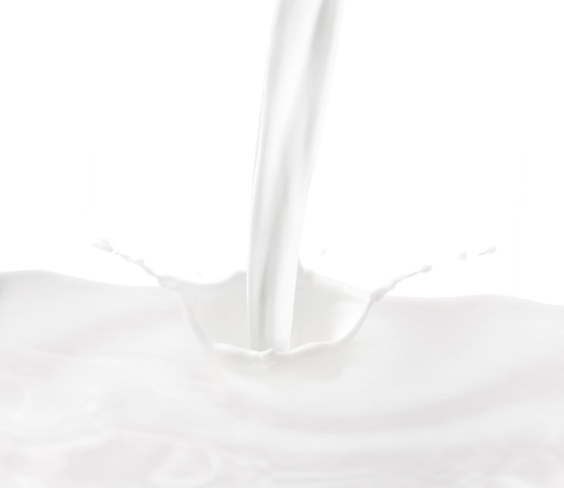 Éclaboussures de lait sur fond blanc
