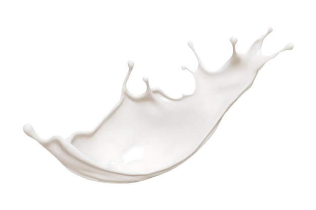 éclaboussures de lait réalistes ou ondulations avec des gouttes et des éclatements isolés sur un fond transparent