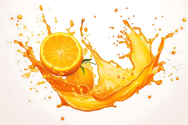 Des éclaboussures de liquide orange sur un blanc