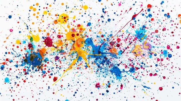 Des éclaboussures de peinture multicolore sur fond blanc Peinture à l'aquarelle abstraite et colorée