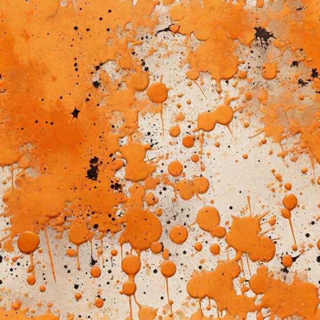 Des éclaboussures de peinture orange sur un fond blanc Closeup