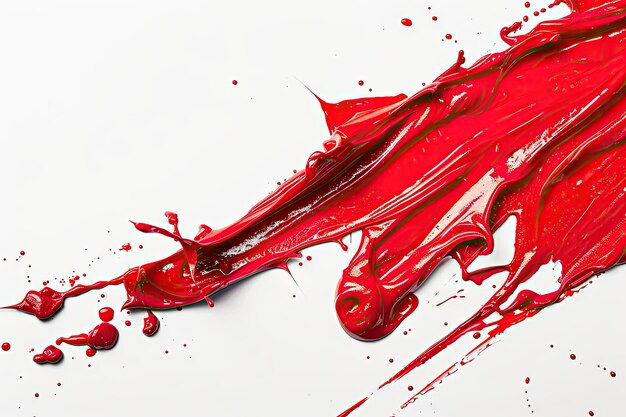 Des éclaboussures de peinture rouge sur fond blanc