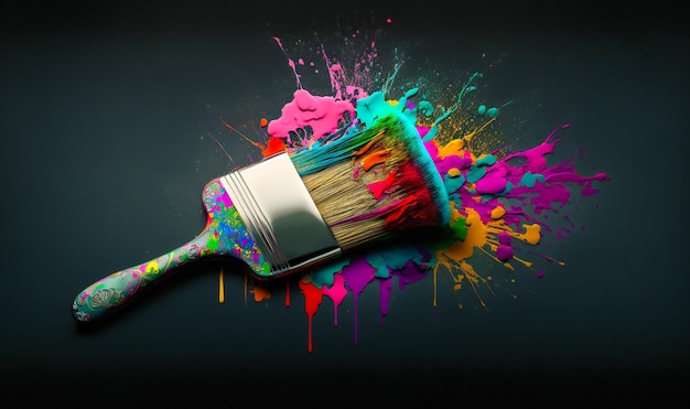 Éclaboussures de peinture vibrantes et colorées sur une toile vierge