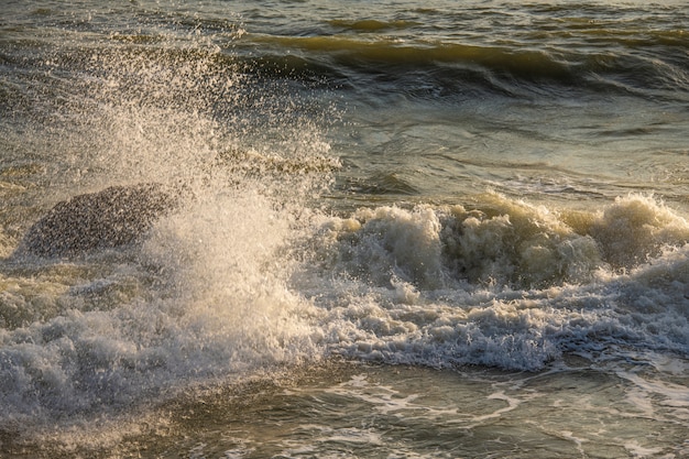 Photo Éclaboussures de vague sur la mer le matin