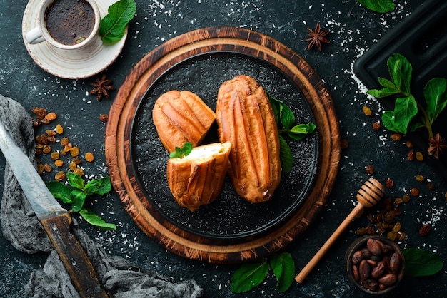 Eclair à la crème Bonbons Vue de dessus espace de copie gratuit