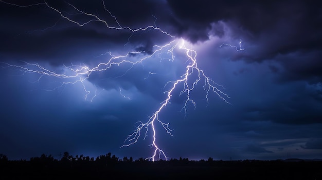 Un éclair frappe le sol pendant une tempête d'été