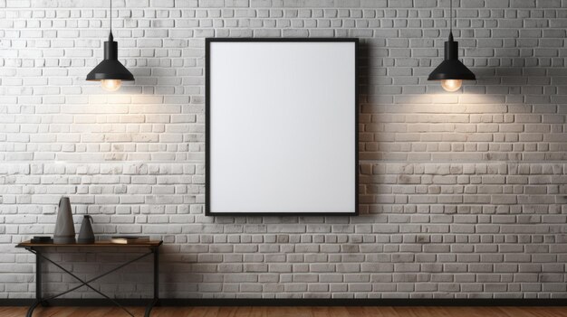Éclairage captivant Rendering 3D d'un cadre blanc blanc dans le salon