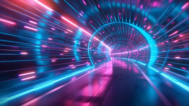 L'éclairage futuriste des tunnels au néon