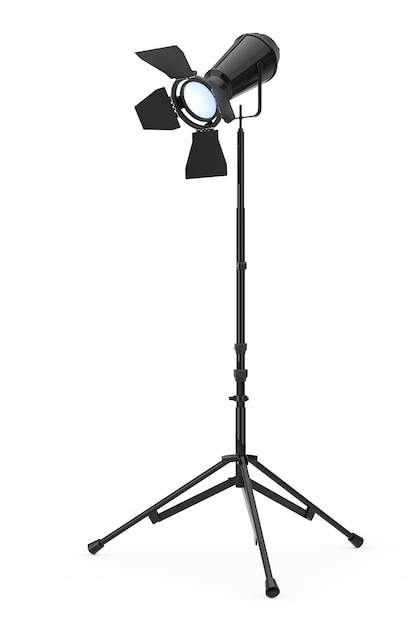 Éclairage de studio avec support sur fond blanc. Rendu 3D.