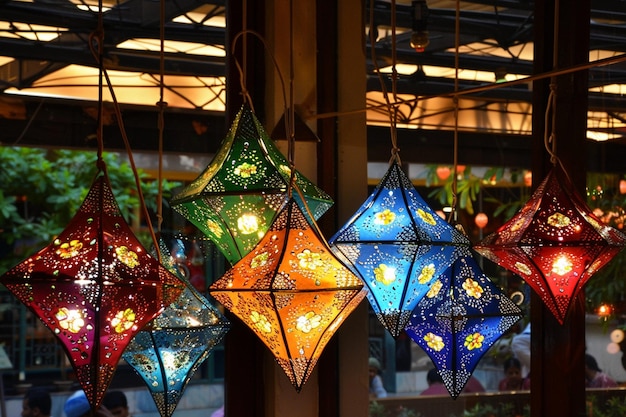 L'éclairage vif du caléidoscope de Diwali