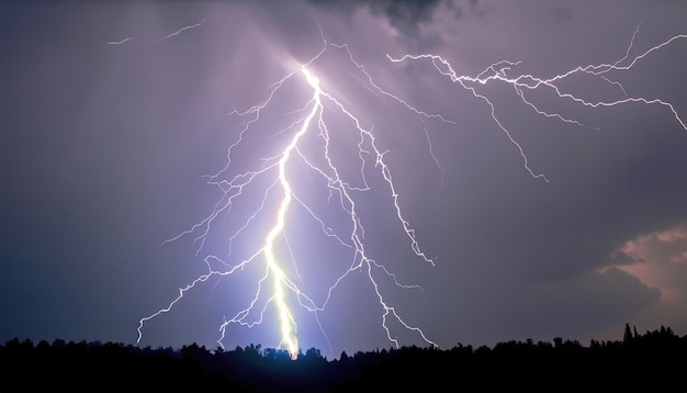 Des éclairs fourchus illuminent le ciel