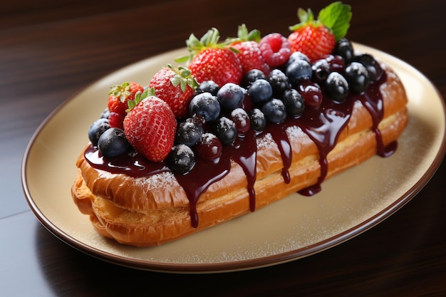 Eclairs avec garniture de fruits frais Option de dessert rafraîchissant