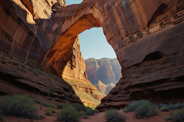 L'éclat du soleil à travers l'arche du majestueux canyon