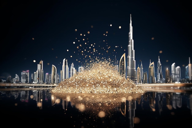 L'éclat de l'éclat dans le rendu 3D de Dubaï